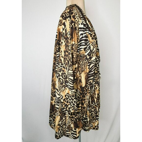 Liz & Me Womens 3X Cat Animal Print Open Front Cardigan Top 26/28W - Picture 3 of 8